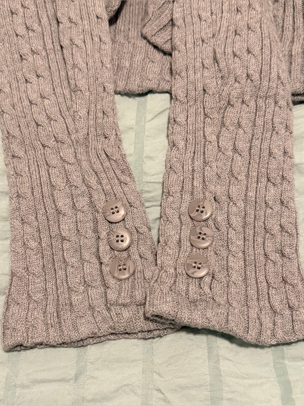 Apt. 9 Gray Cable Knit Blazer Style Cardigan Size M - Picture 9 of 11